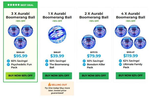 Aurabi Ball pricing